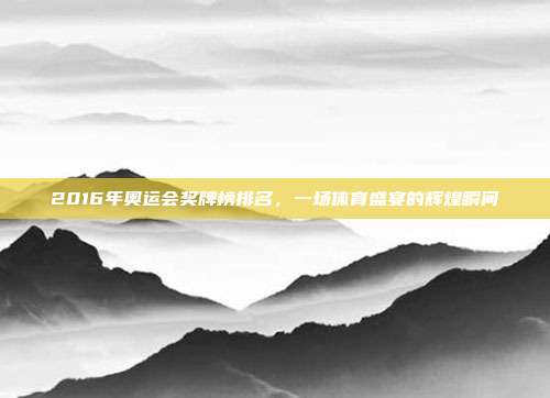 2016年奥运会奖牌榜排名,一场体育盛宴的辉煌瞬间