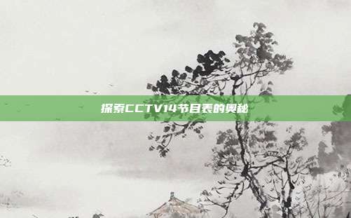 探索CCTV14节目表的奥秘