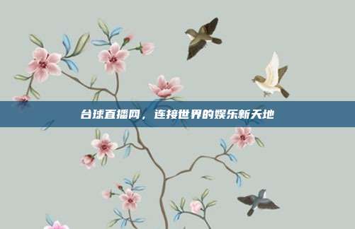 台球直播网,连接世界的娱乐新天地
