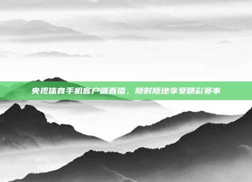 央视体育手机客户端直播，随时随地享受精彩赛事