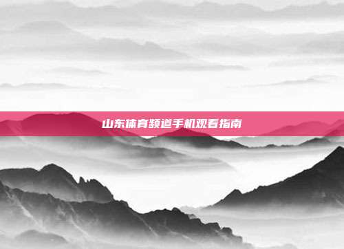 山东体育频道手机观看指南