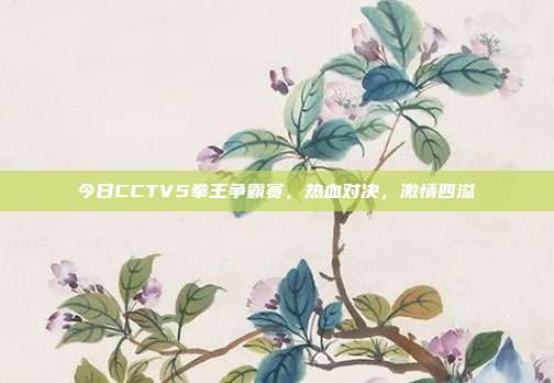 今日CCTV5拳王争霸赛，热血对决，激情四溢