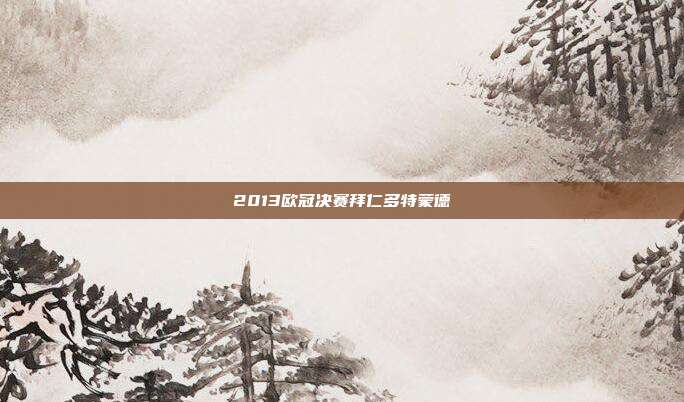 2013欧冠决赛拜仁多特蒙德
