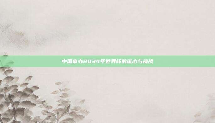 中国申办2034年世界杯的雄心与挑战