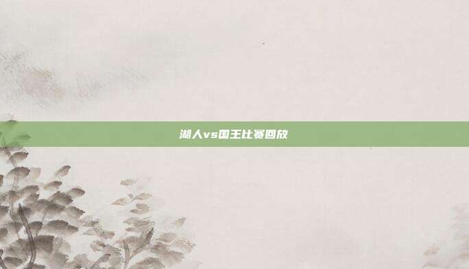 湖人vs国王比赛回放