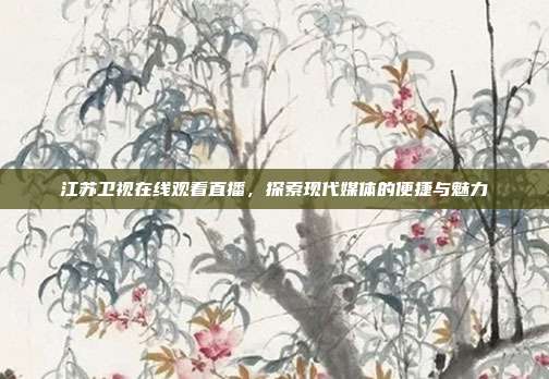 江苏卫视在线观看直播,探索现代媒体的便捷与魅力