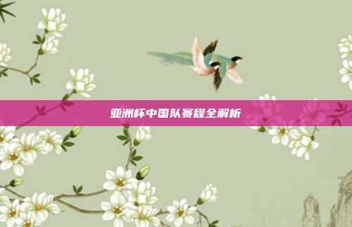 亚洲杯中国队赛程全解析