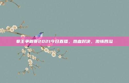 拳王争霸赛2021今日直播，热血对决，激情四溢