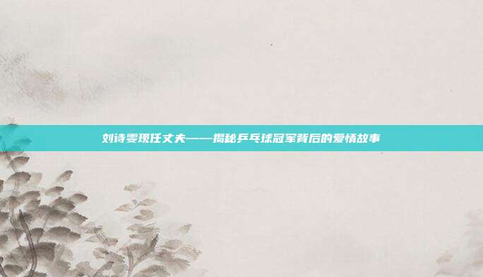 刘诗雯现任丈夫——揭秘乒乓球冠军背后的爱情故事