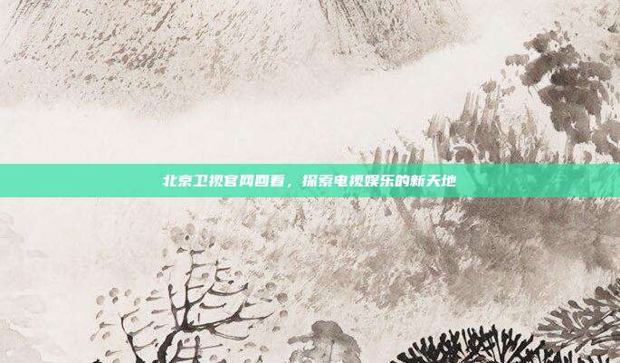 北京卫视官网回看，探索电视娱乐的新天地