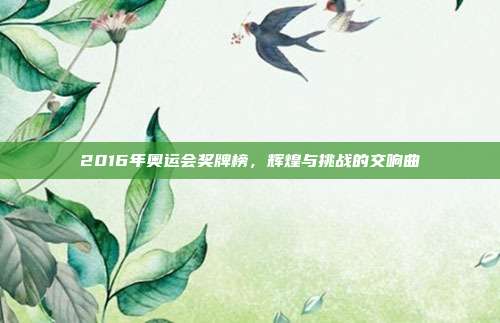 2016年奥运会奖牌榜，辉煌与挑战的交响曲