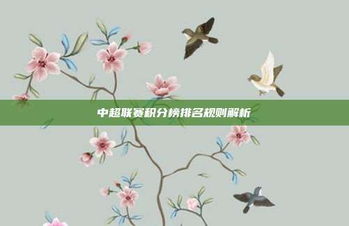 中超联赛积分榜排名规则解析