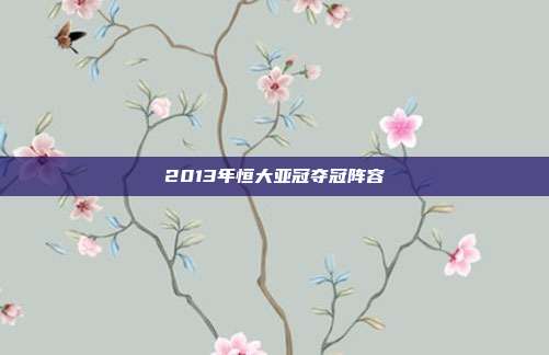 2013年恒大亚冠夺冠阵容