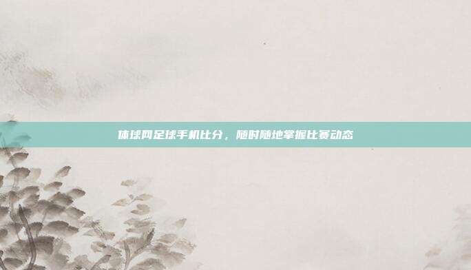体球网足球手机比分，随时随地掌握比赛动态