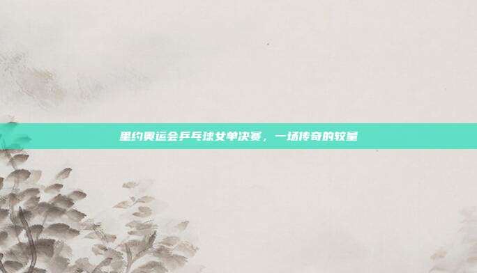 里约奥运会乒乓球女单决赛,一场传奇的较量