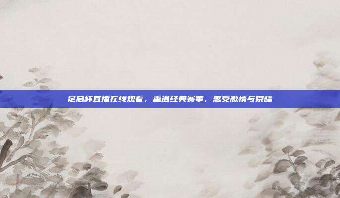 足总杯直播在线观看，重温经典赛事，感受激情与荣耀