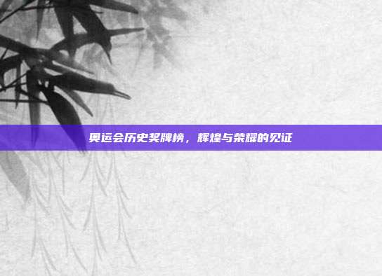 奥运会历史奖牌榜，辉煌与荣耀的见证