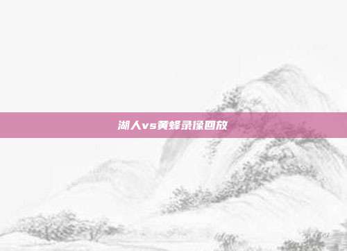 湖人vs黄蜂录像回放