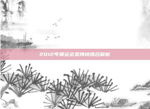 2012年奥运会奖牌榜排名解析
