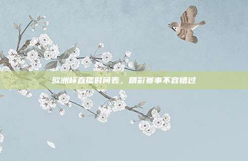 欧洲杯直播时间表，精彩赛事不容错过