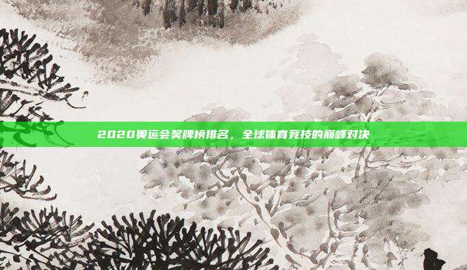 2020奥运会奖牌榜排名，全球体育竞技的巅峰对决