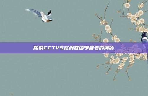 探索CCTV5在线直播节目表的奥秘