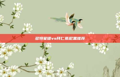 多特蒙德vs拜仁慕尼黑推荐