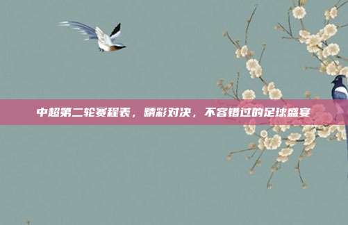 中超第二轮赛程表,精彩对决,不容错过的足球盛宴