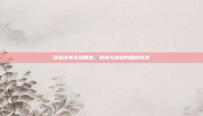 欧冠决赛全场回放,激情与荣耀的巅峰对决