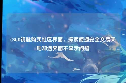 CSGO钥匙购买社区界面，探索便捷安全交易天地却遇界面不显示问题