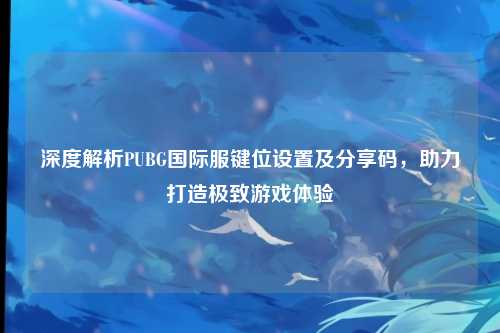 深度解析PUBG国际服键位设置及分享码，助力打造极致游戏体验